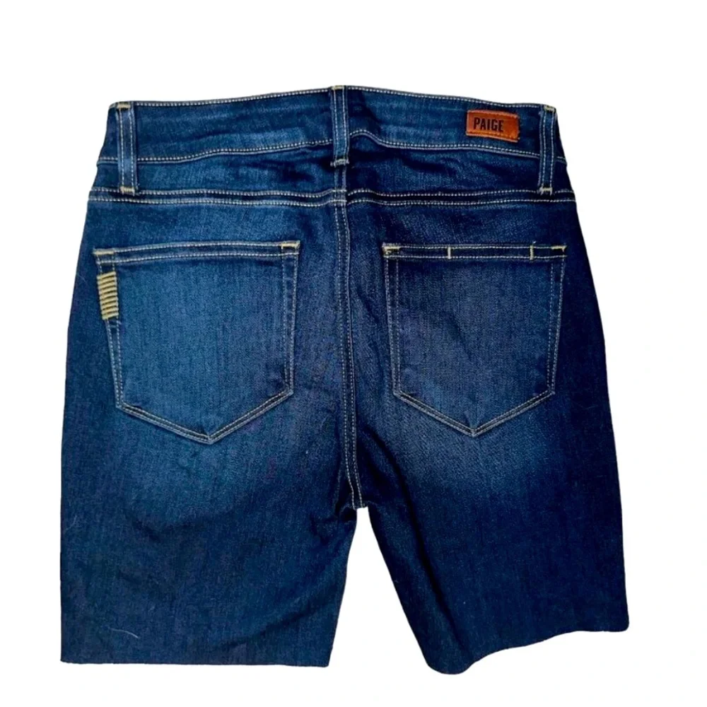 New Paige Denim Vertugo Cutoff Jean Shorts size 26 mid rise dark blue